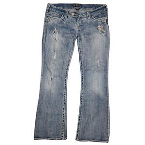 Y2k Lowrise Flare Vintage Silvers - distressed size 30